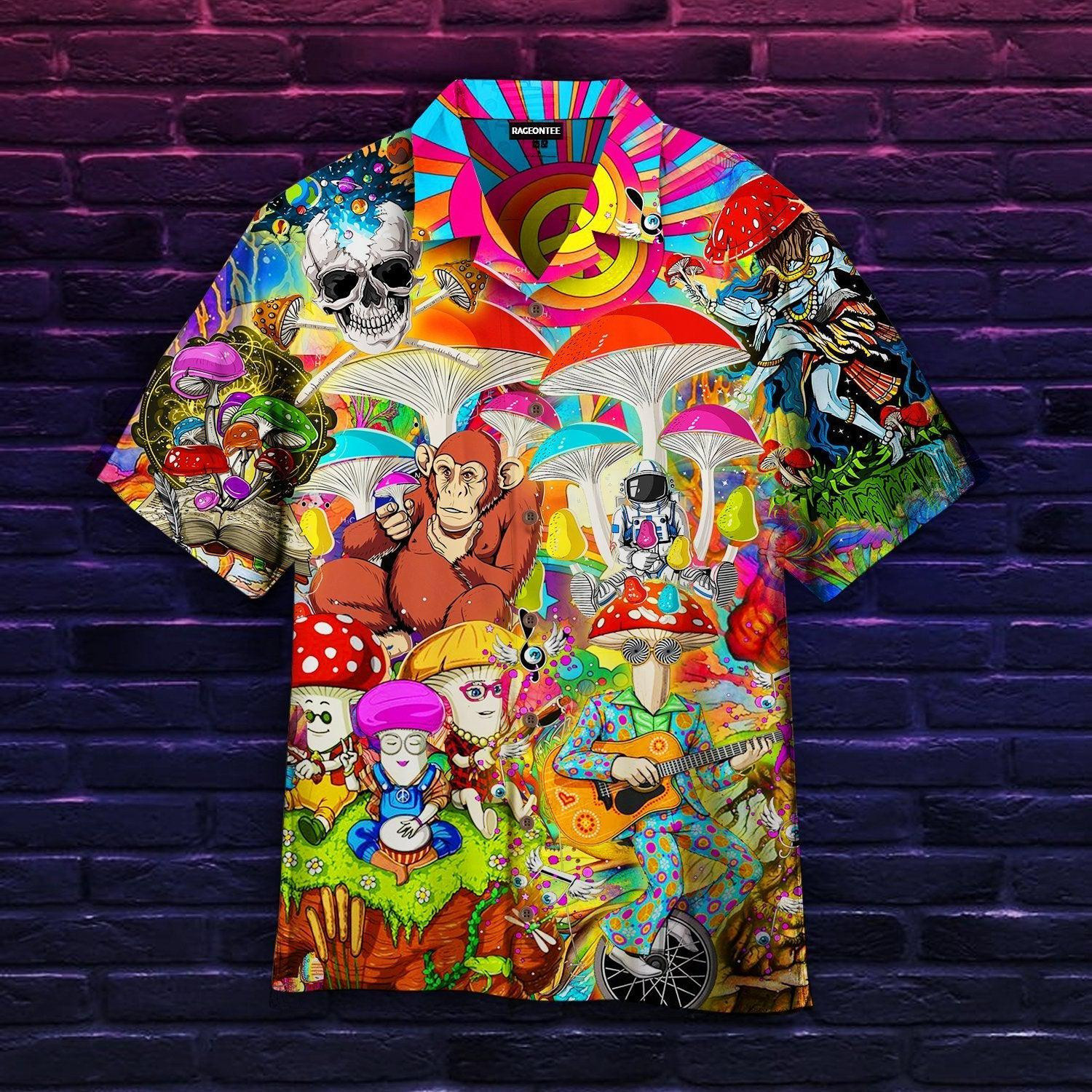 Mushroom Hippie Hawaiian Shirt