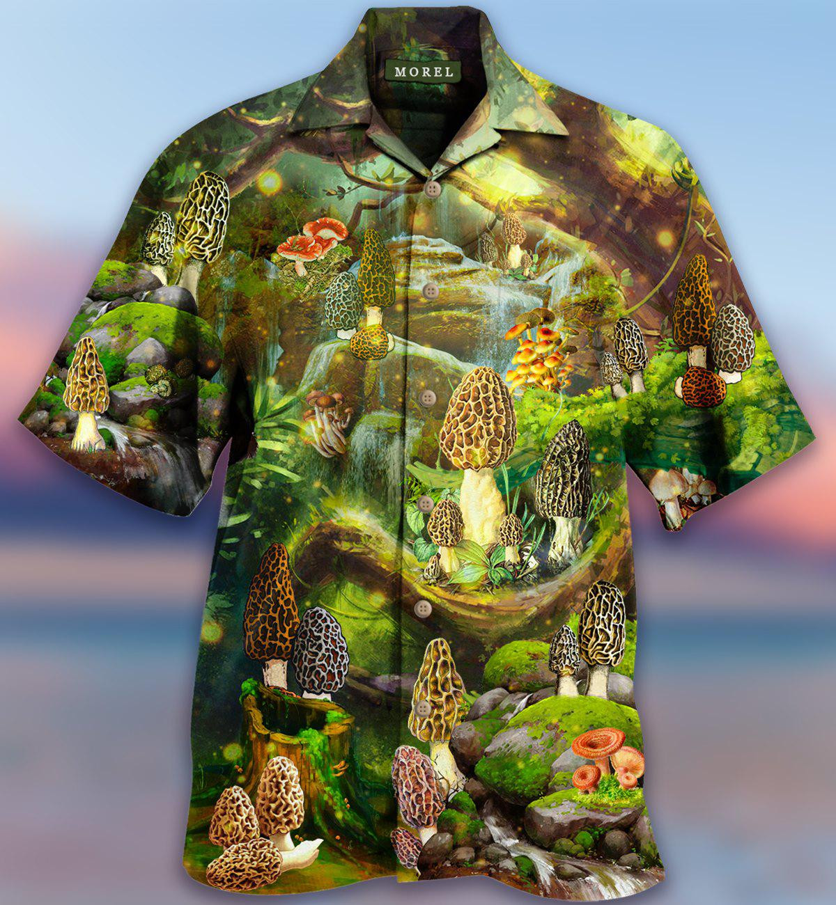 Mushroom Magic Green Hawaiian Shirt