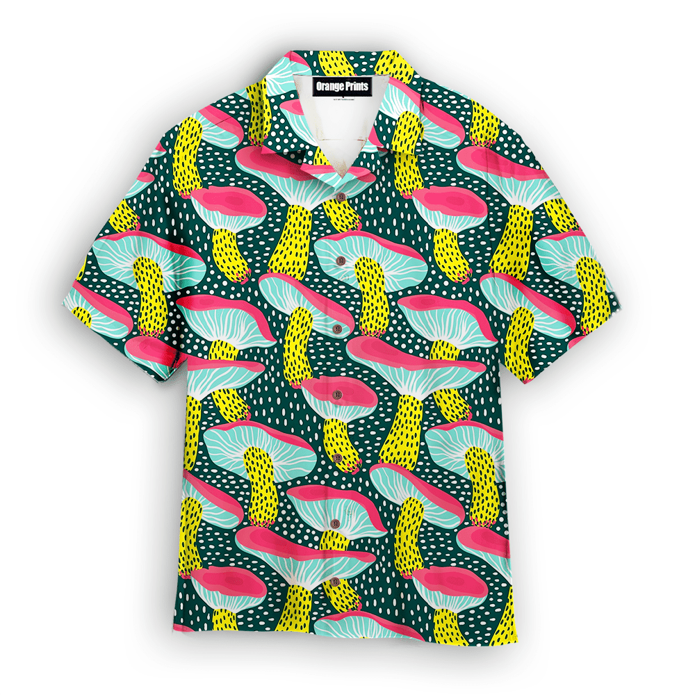 Mushrooms Meadow In Bright Colors Hawaiian Shirt
