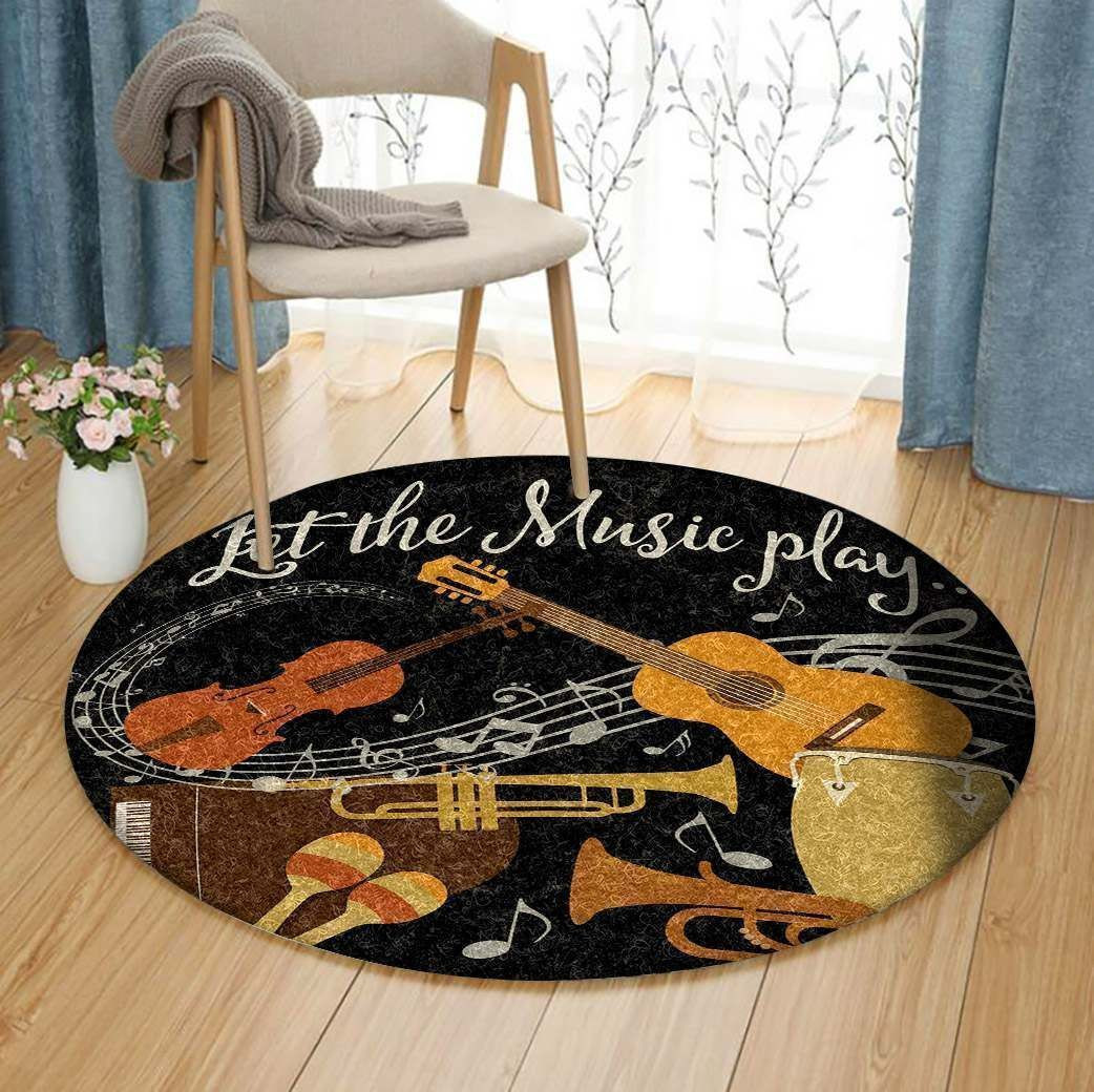 Music Let The Music Play Round Rug Carpet Bedroom Livingroom Home Decor