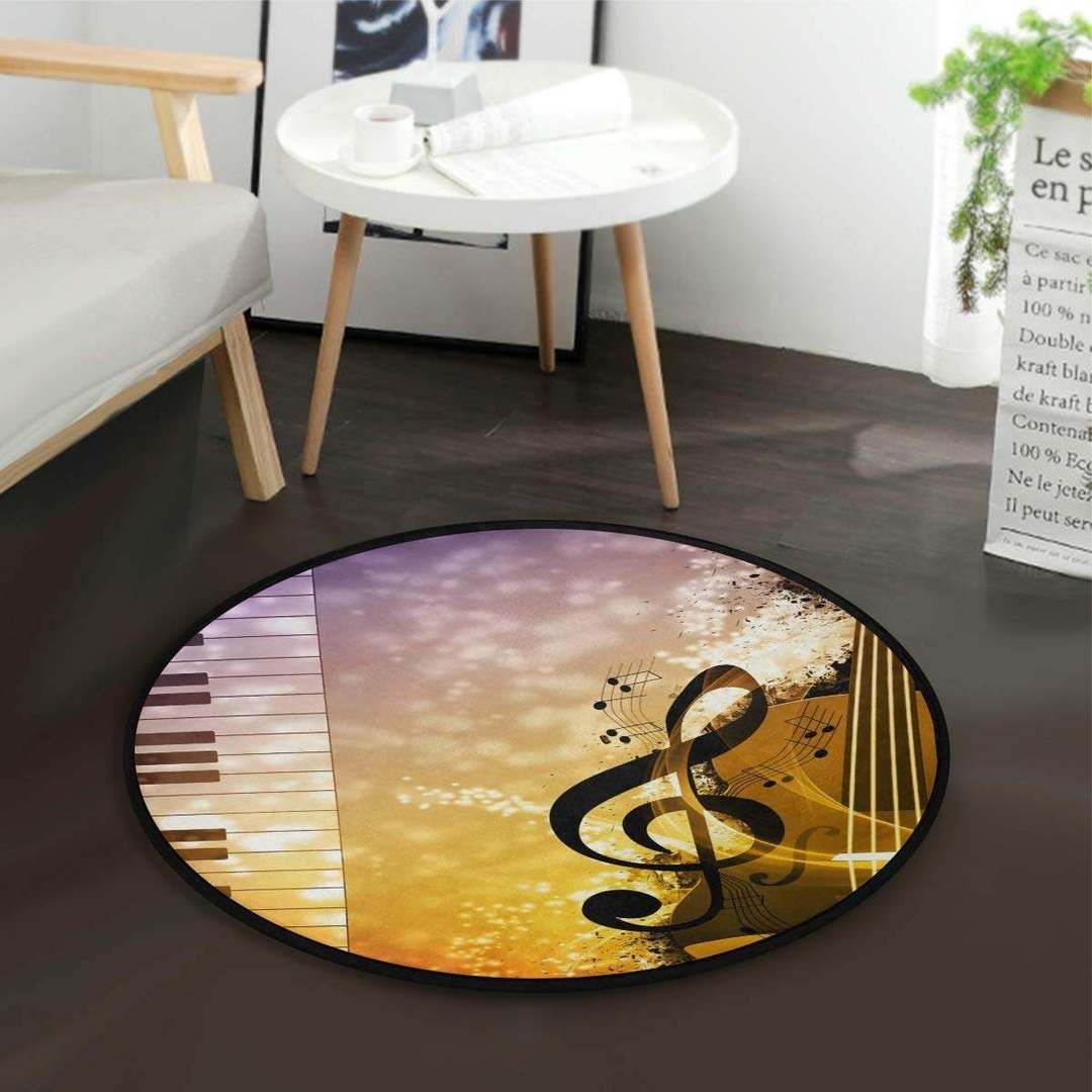 Music Note Round Rug Carpet Bedroom Livingroom Home Decor