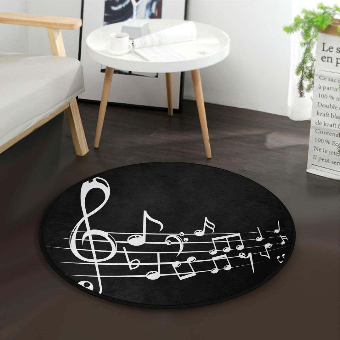 Music Note Round Rug Carpet Bedroom Livingroom Home Decor