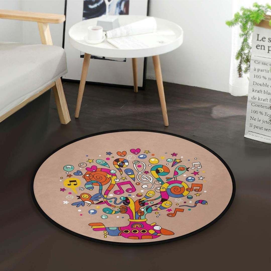Music Note Round Rug Carpet Bedroom Livingroom Home Decor