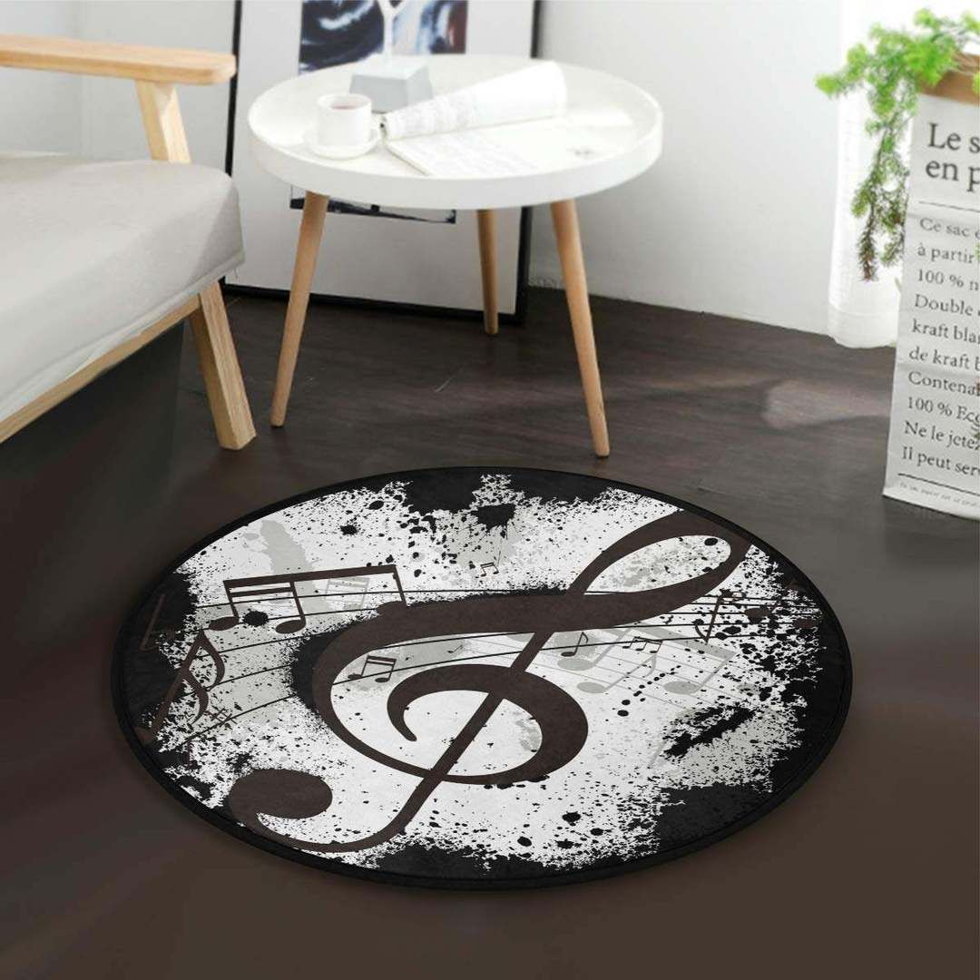 Music Note Round Rug Carpet Bedroom Livingroom Home Decor