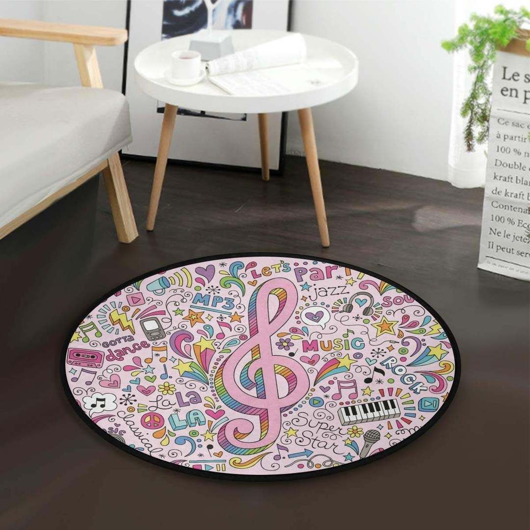 Music Note Round Rug Carpet Bedroom Livingroom Home Decor