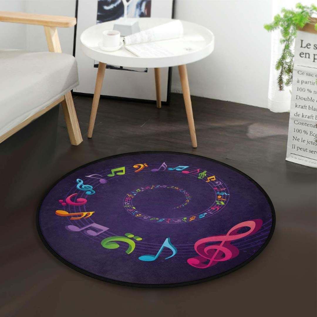 Music Note Round Rug Carpet Bedroom Livingroom Home Decor
