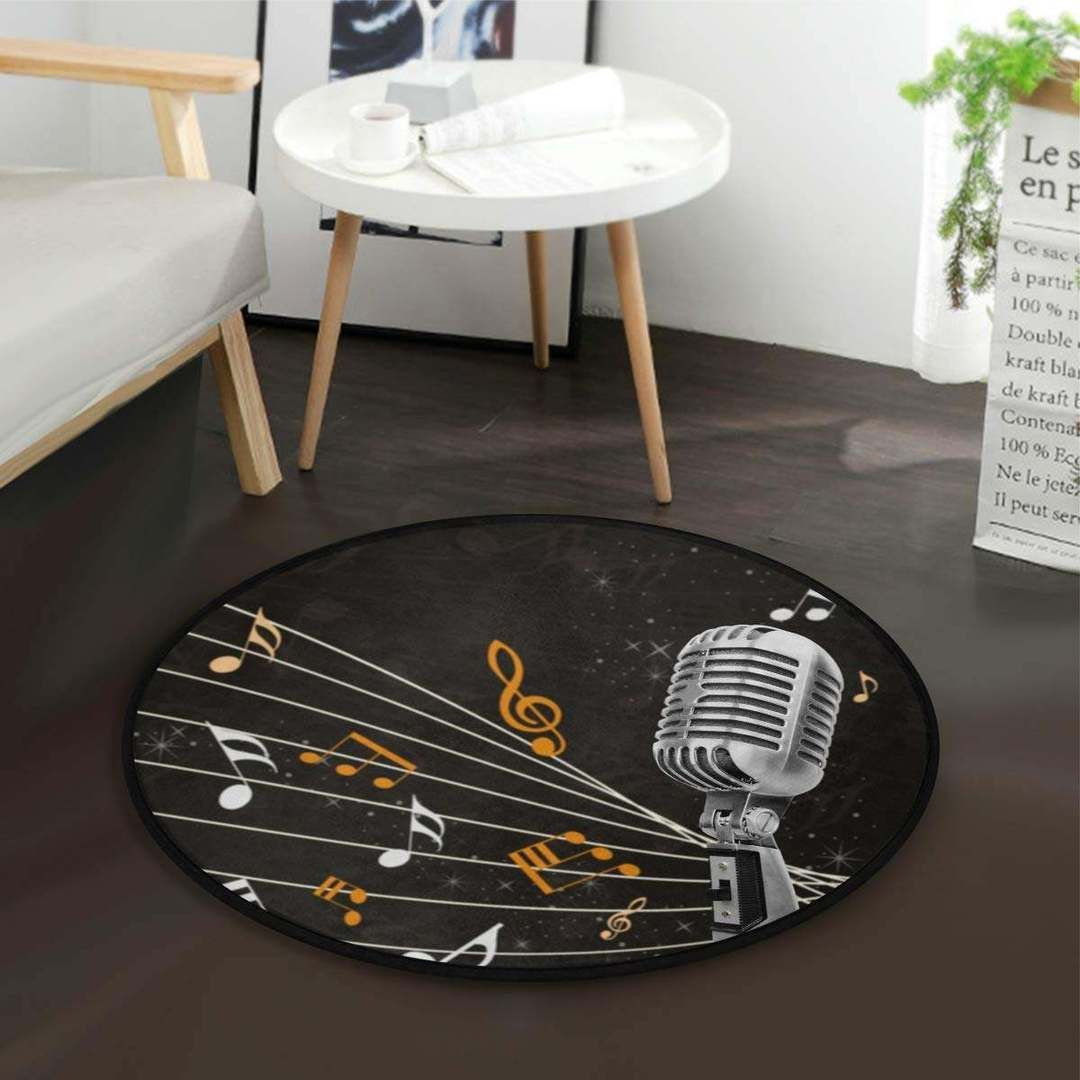 Music Note Round Rug Carpet Bedroom Livingroom Home Decor