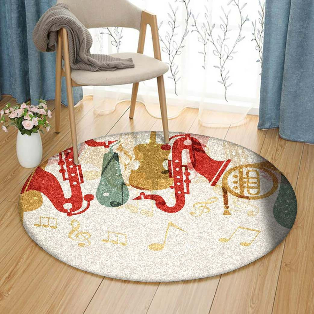 Music Round Rug Carpet Bedroom Livingroom Home Decor