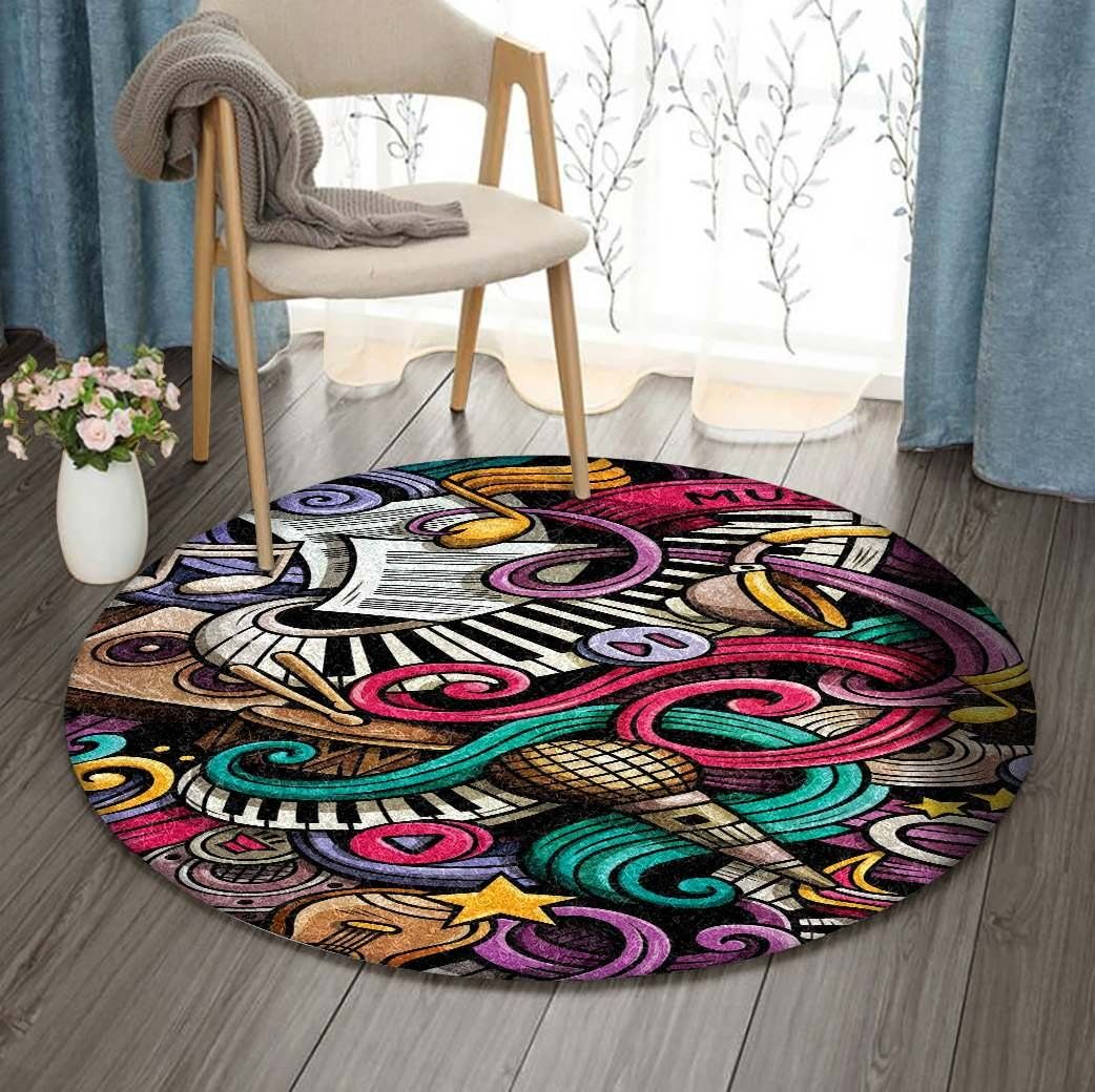 Music Round Rug Carpet Bedroom Livingroom Home Decor