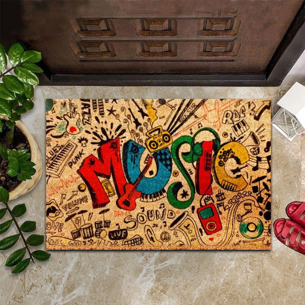 Music Rubber Doormat Art Deco Door Mat Gifts For Music Lovers