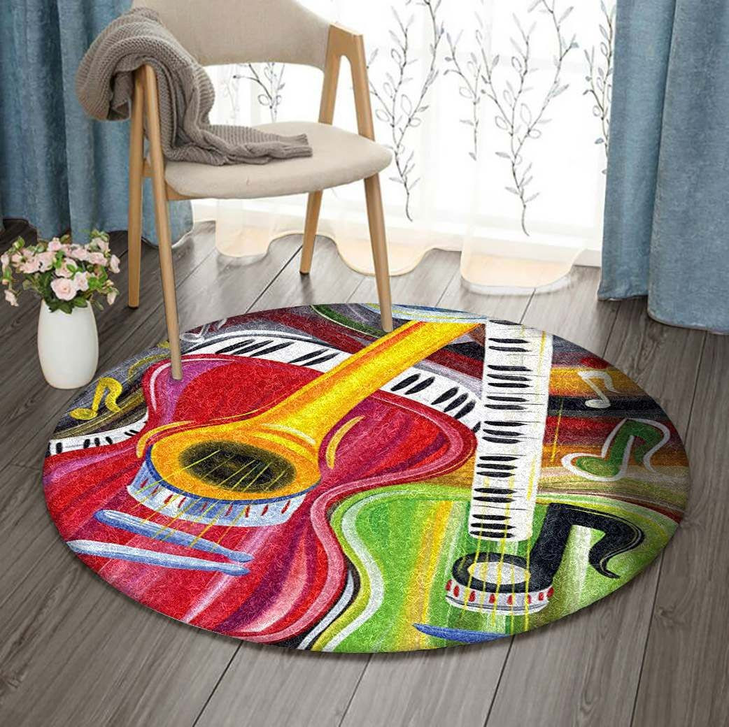 Musical Instrument Round Rug Carpet Bedroom Livingroom Home Decor