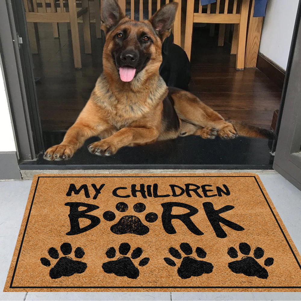 My Children Bark Dog Paw Rubber Doormat Dog Owner Welcome Front Door Mat For House