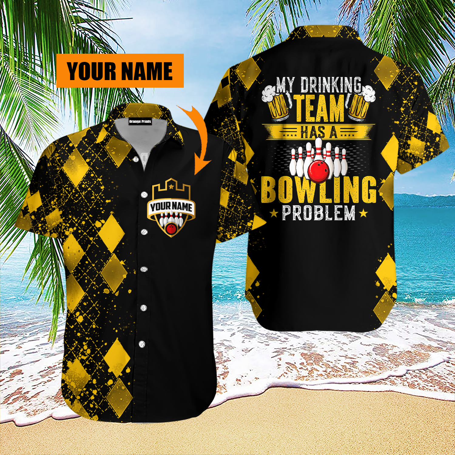 My Drinking Team Has A Bowling Problem Personalized Hawaiian Shirt