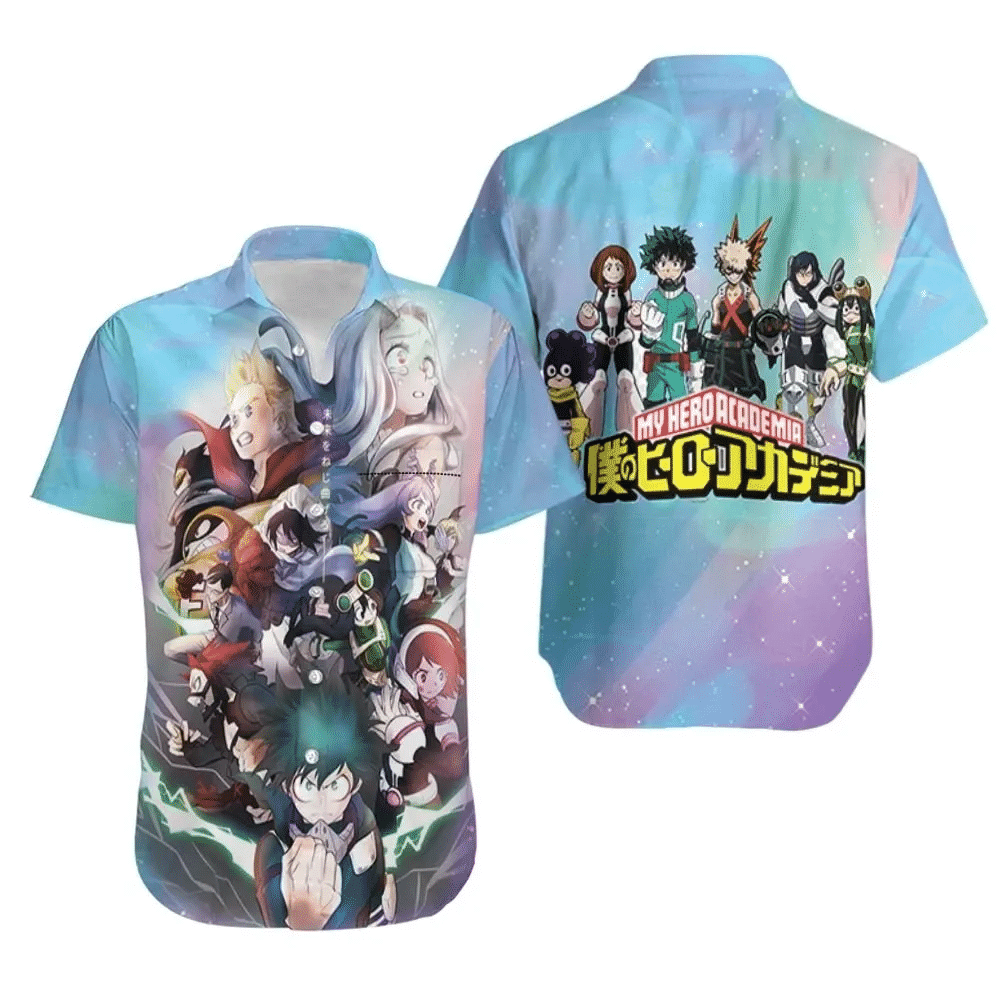 My Hero Academia All Main Characters Blue Hawaiian Shirt