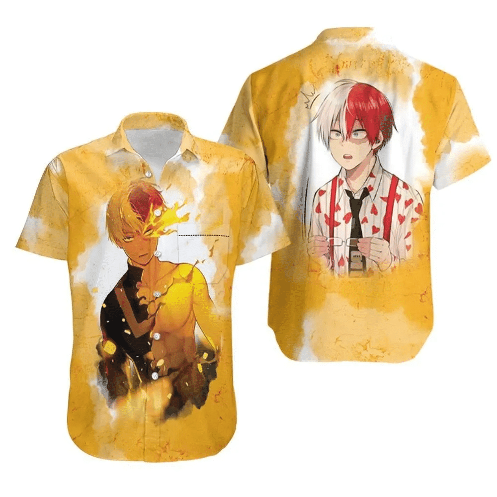 My Hero Academia Todoroki Shouto Fire Yellow Hawaiian Shirt