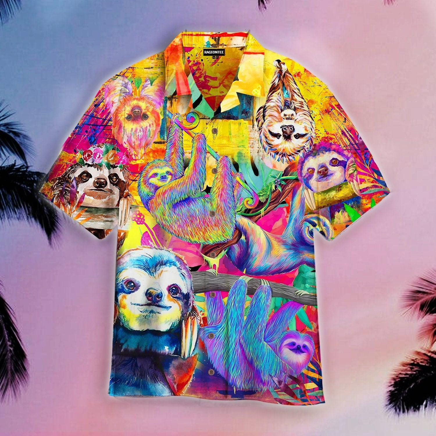 My Love Is Colorful Sloth Hawaiian Shirt