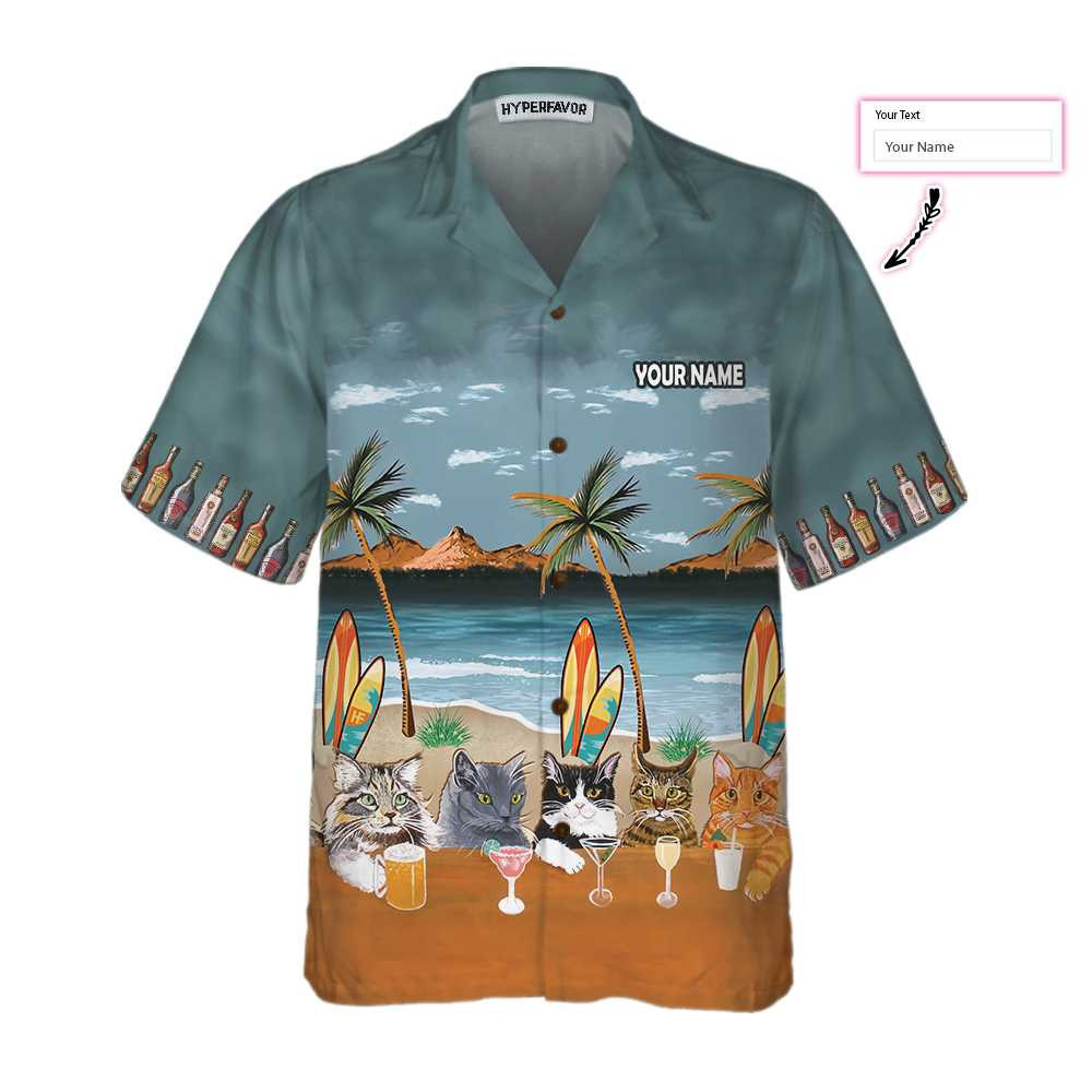 Nacht Drinking Team Cat Beer Alcohol Personalized Hawaiian Shirt