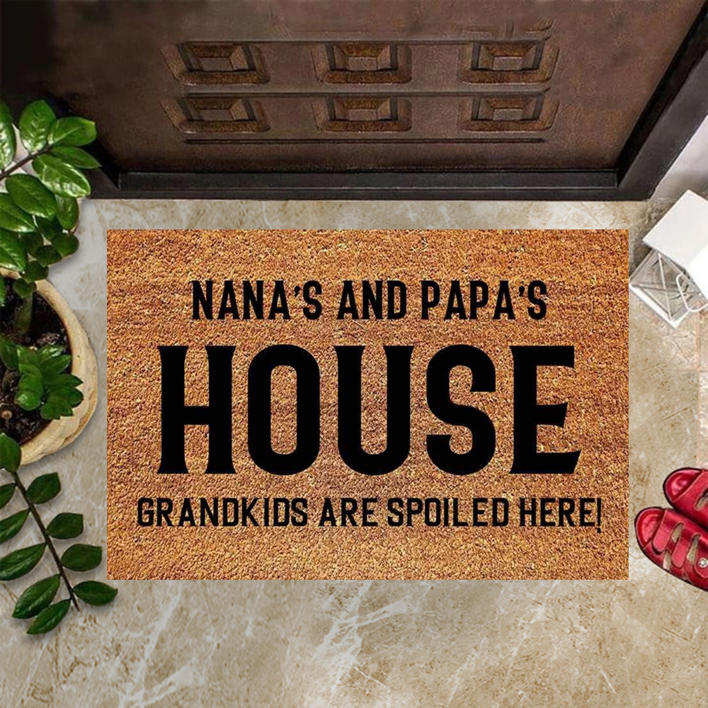 Nana's And Papa's House Grandkids Are Spoiled Here Rubber Doormat Front Door Welcome Mats