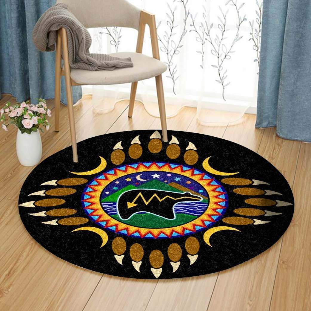 Native American Bear Round Rug Carpet Bedroom Livingroom Home Decor