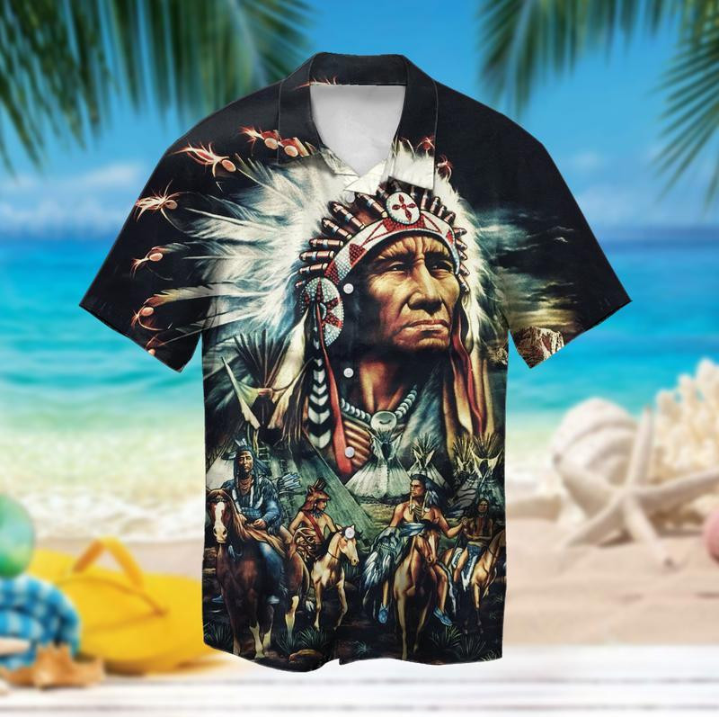 Native American Chief Warrior Hawaiian Shirt
