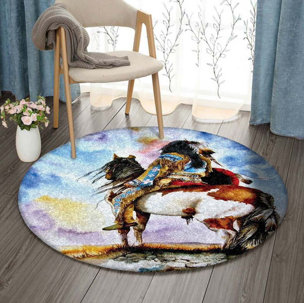 Native American Horse Round Rug Carpet Bedroom Livingroom Home Decor