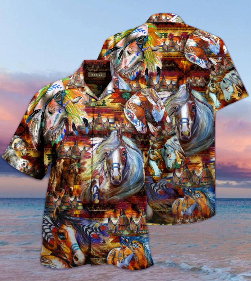 Native American Horses Hawaiian Shirt
