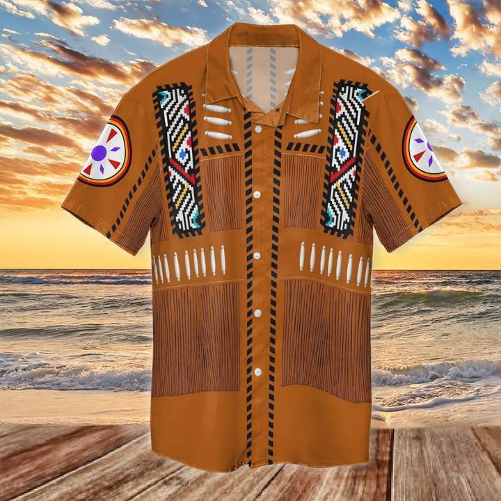 Native American Orange Hawaiian Shirt
