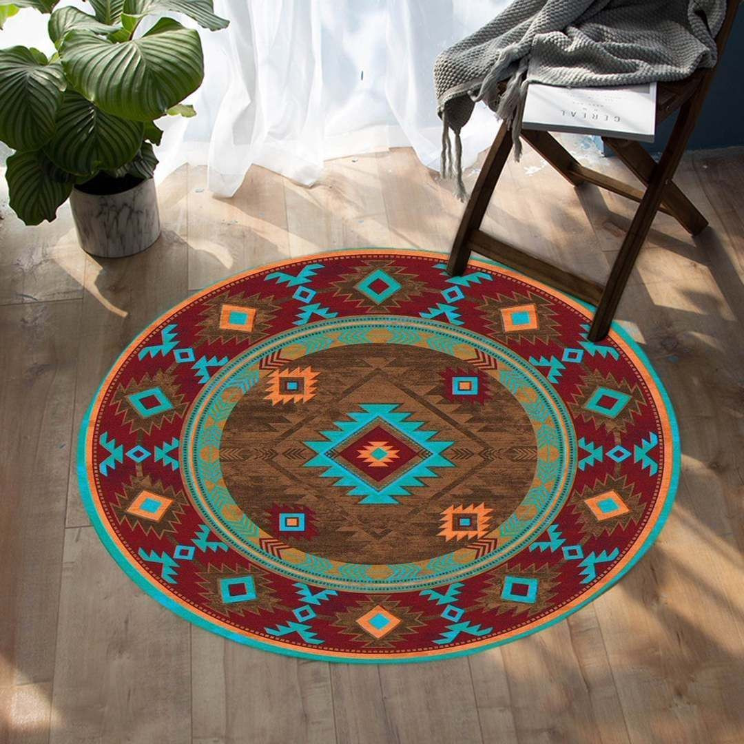 Native American Pattern Round Rug Carpet Bedroom Livingroom Home Decor