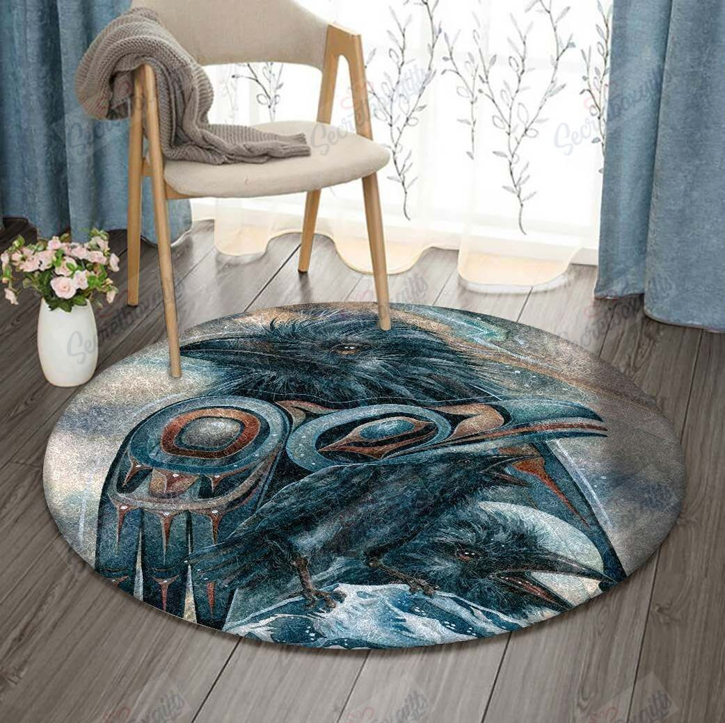 Native American Raven Round Rug Carpet Bedroom Livingroom Home Decor