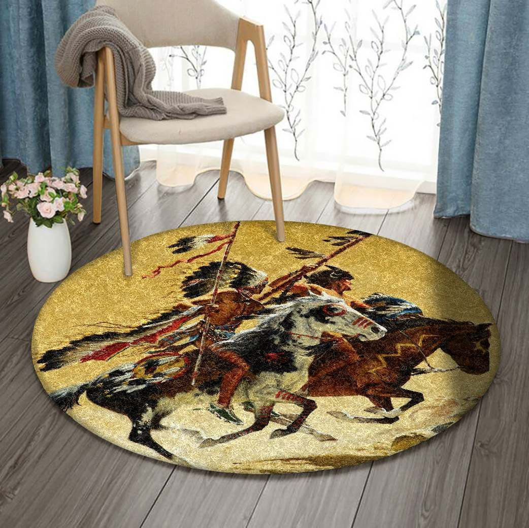 Native American Warrior Round Rug Carpet Bedroom Livingroom Home Decor