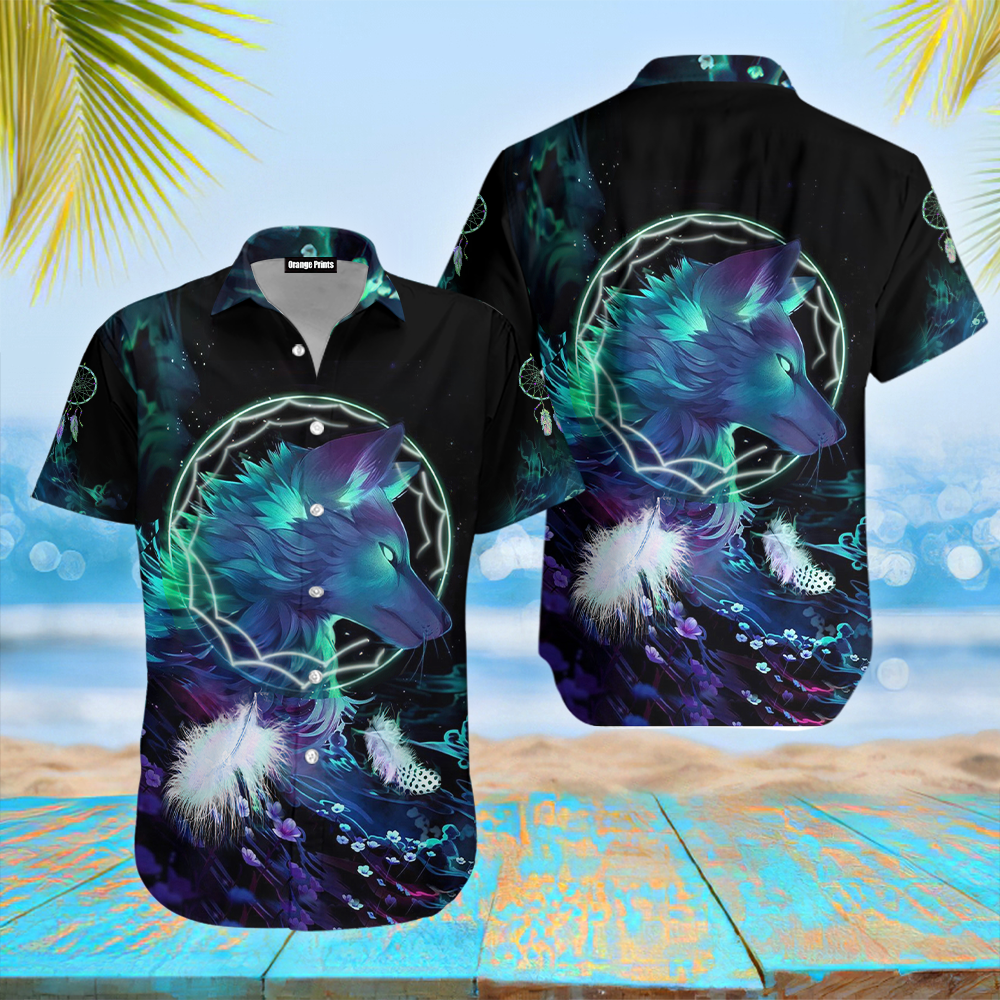 Native American Wolf And Dream Catcher Hawaiian Shirt