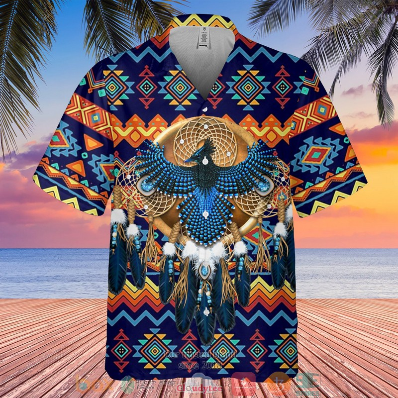 Native Pattern Blue Hawaiian Shirt
