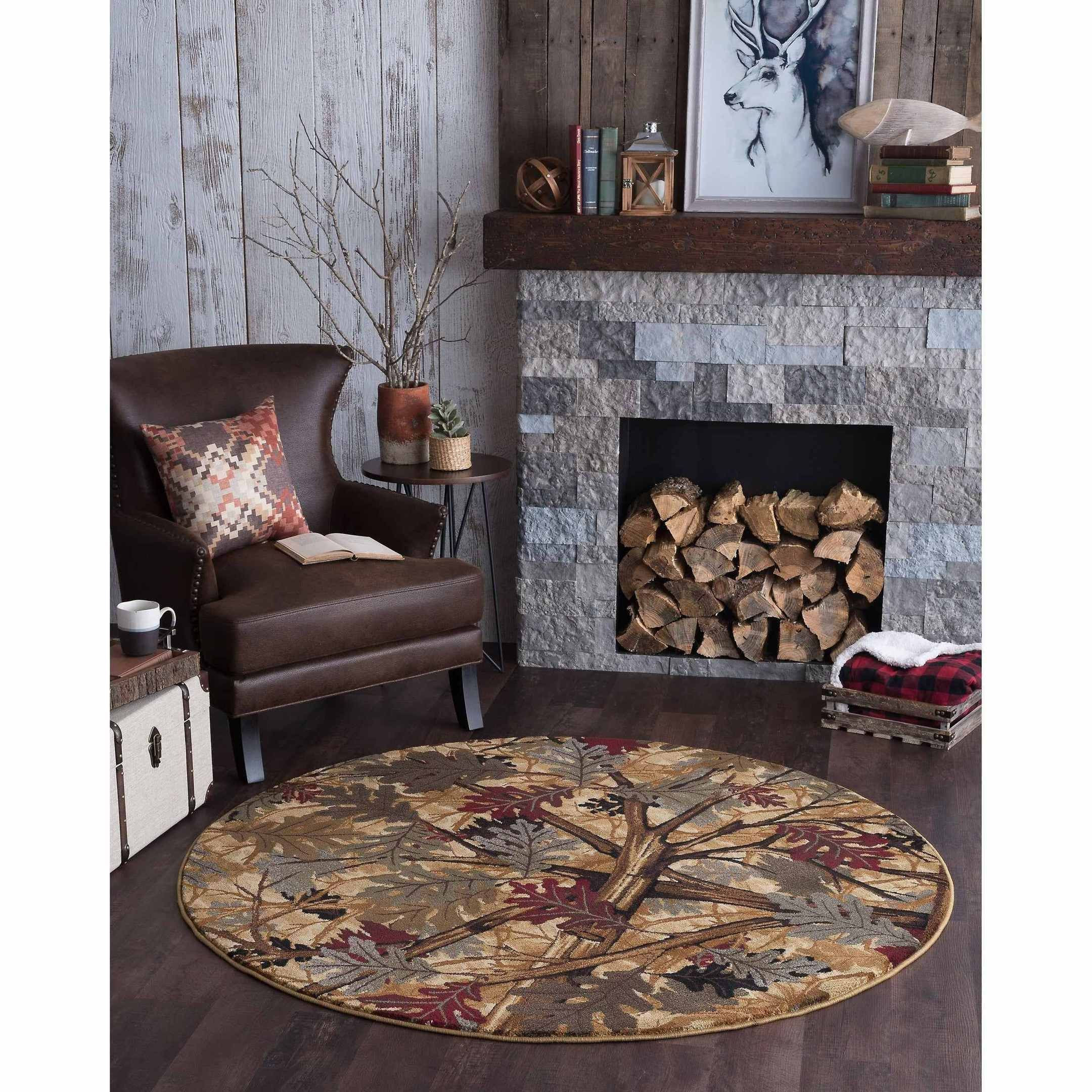 Natural Lodge Novelty Round Rug Carpet Bedroom Livingroom Home Decor