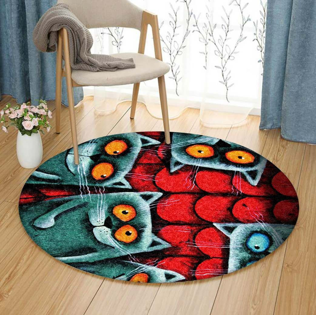 Naughty Cat Round Rug Carpet Bedroom Livingroom Home Decor