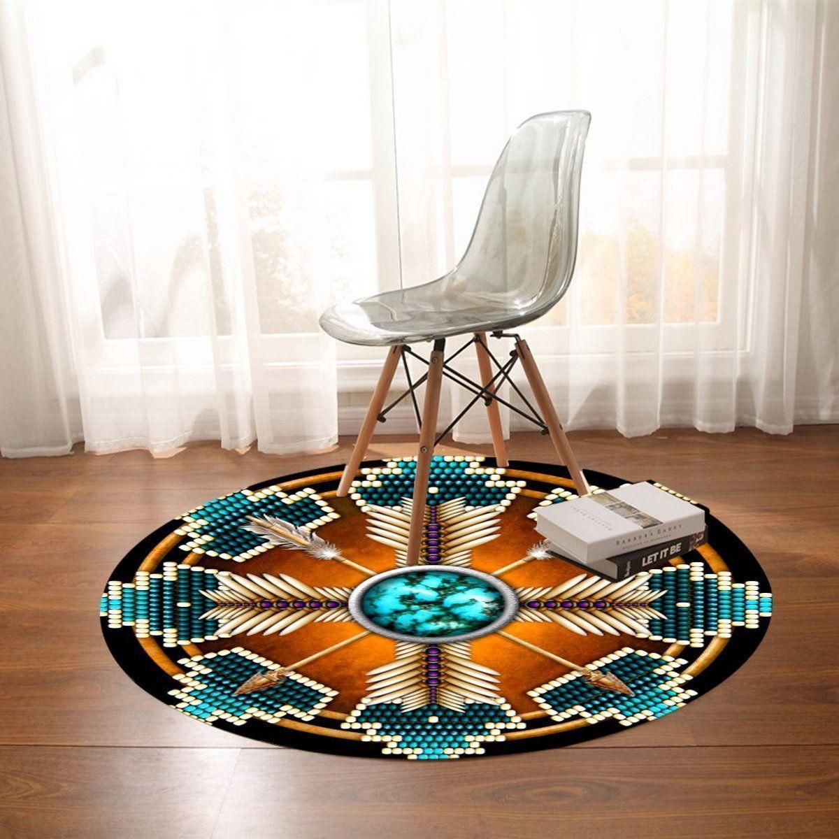 Naumaddic Arts Native American Round Rug Carpet Bedroom Livingroom Home Decor