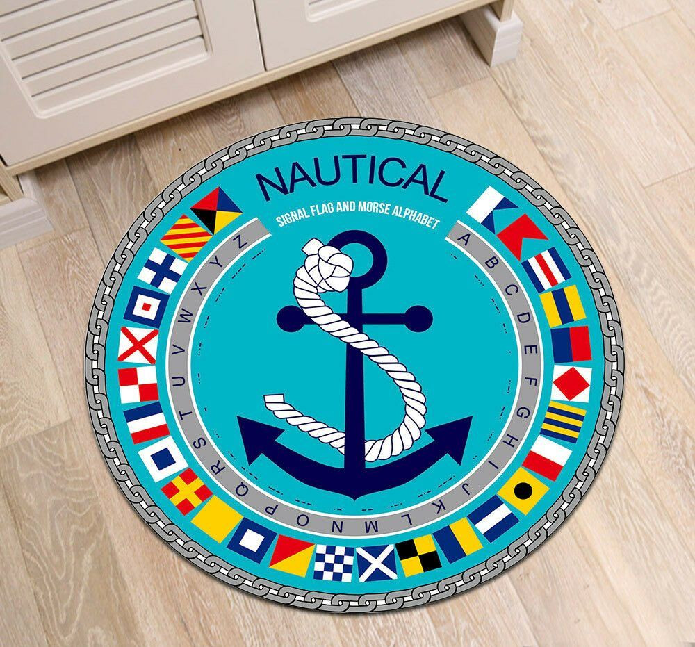 Nautical Anchor Round Rug Carpet Bedroom Livingroom Home Decor