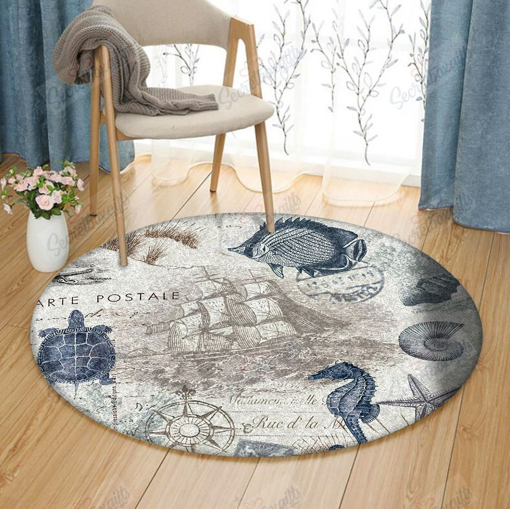 Nautical Round Rug Carpet Bedroom Livingroom Home Decor