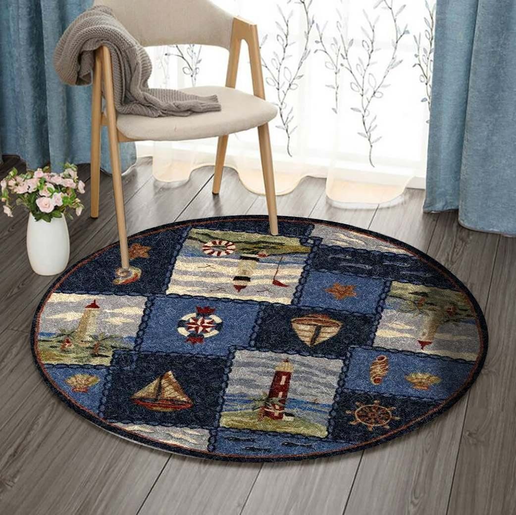 Nautical Round Rug Carpet Bedroom Livingroom Home Decor