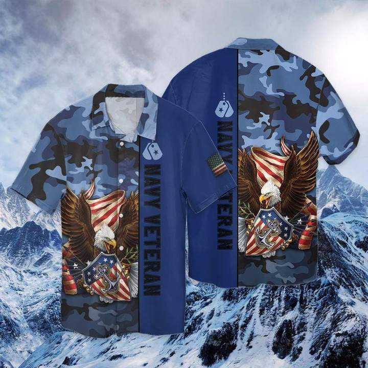 Navy Veteran Eagle Patriot Hawaiian Shirt