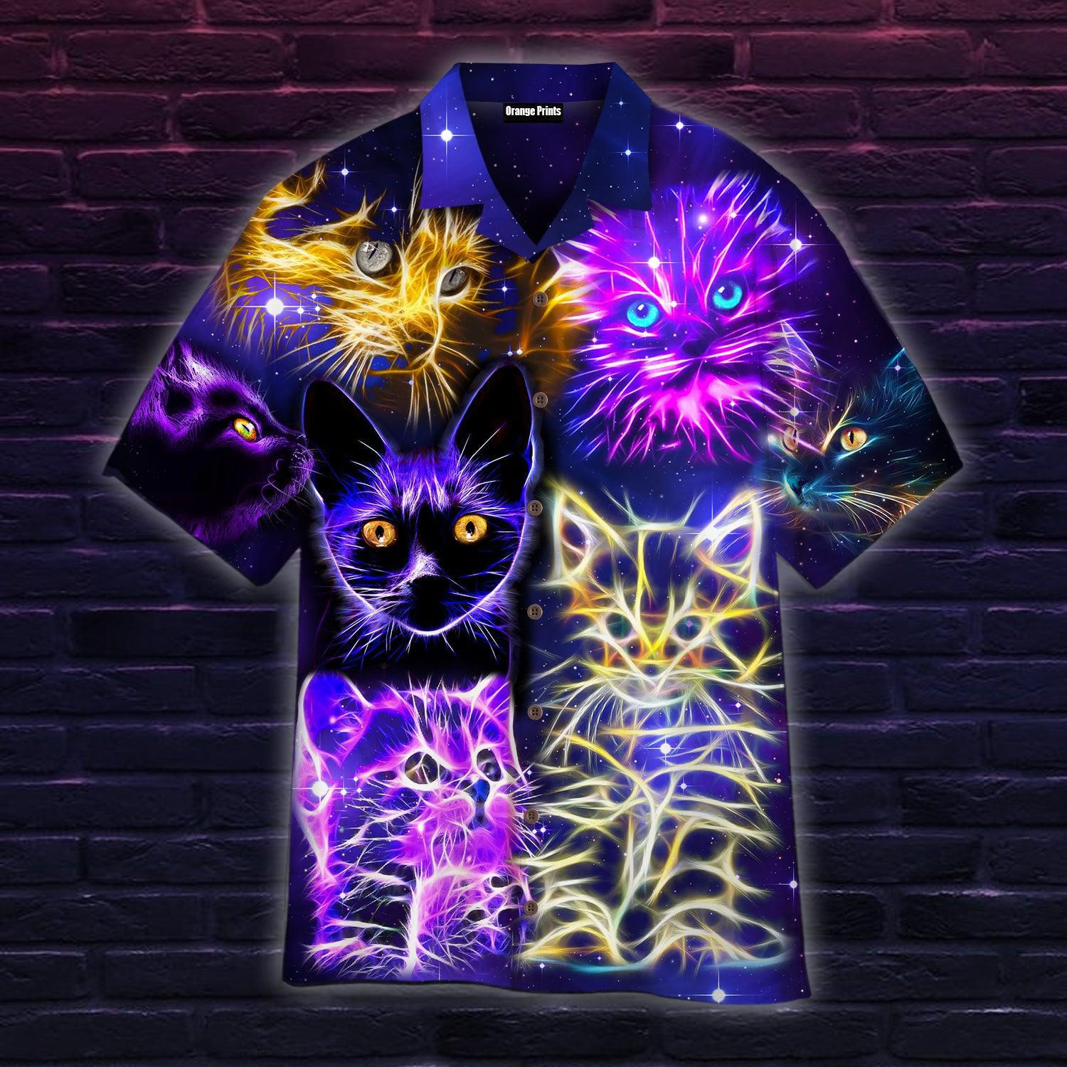 Neon Cat Hawaiian Shirt