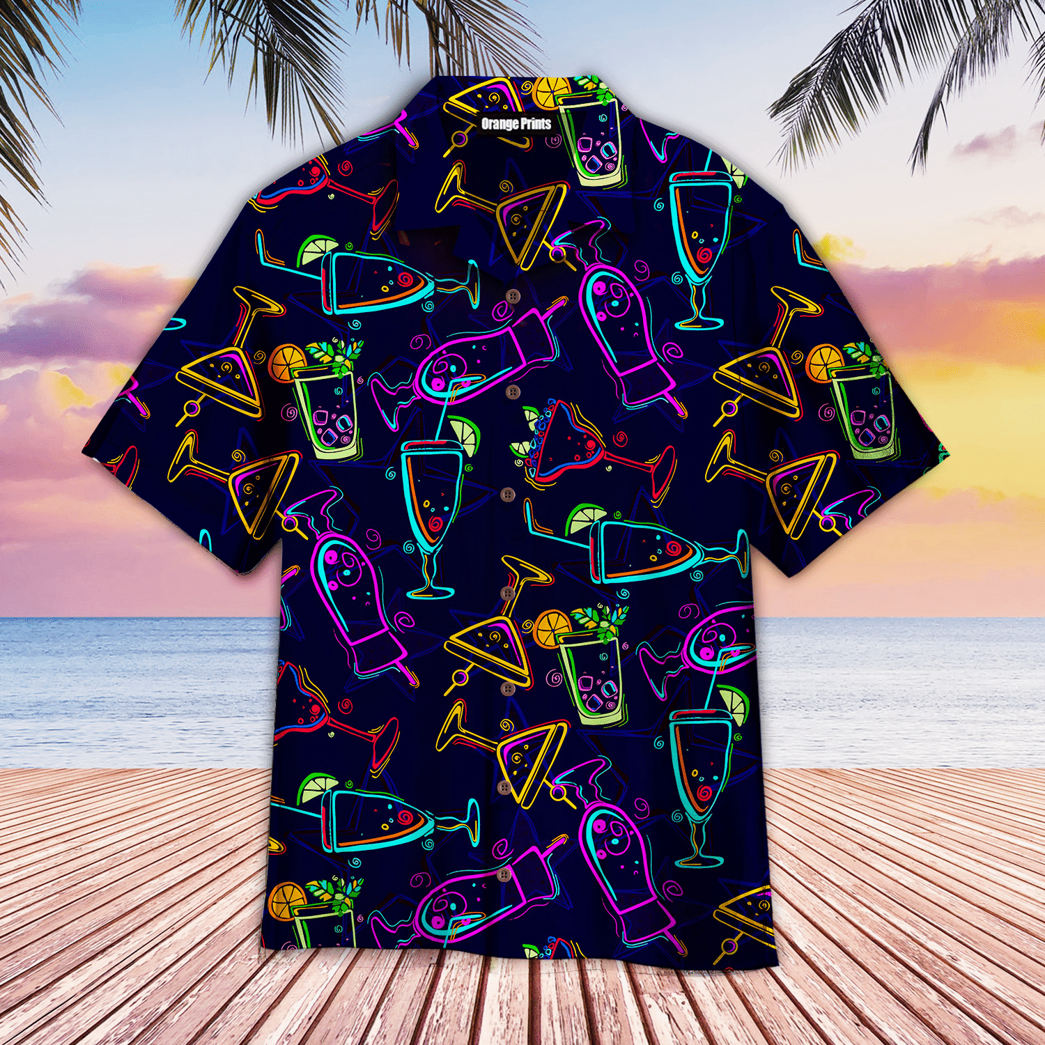Neon Cocktails Hawaiian Shirt