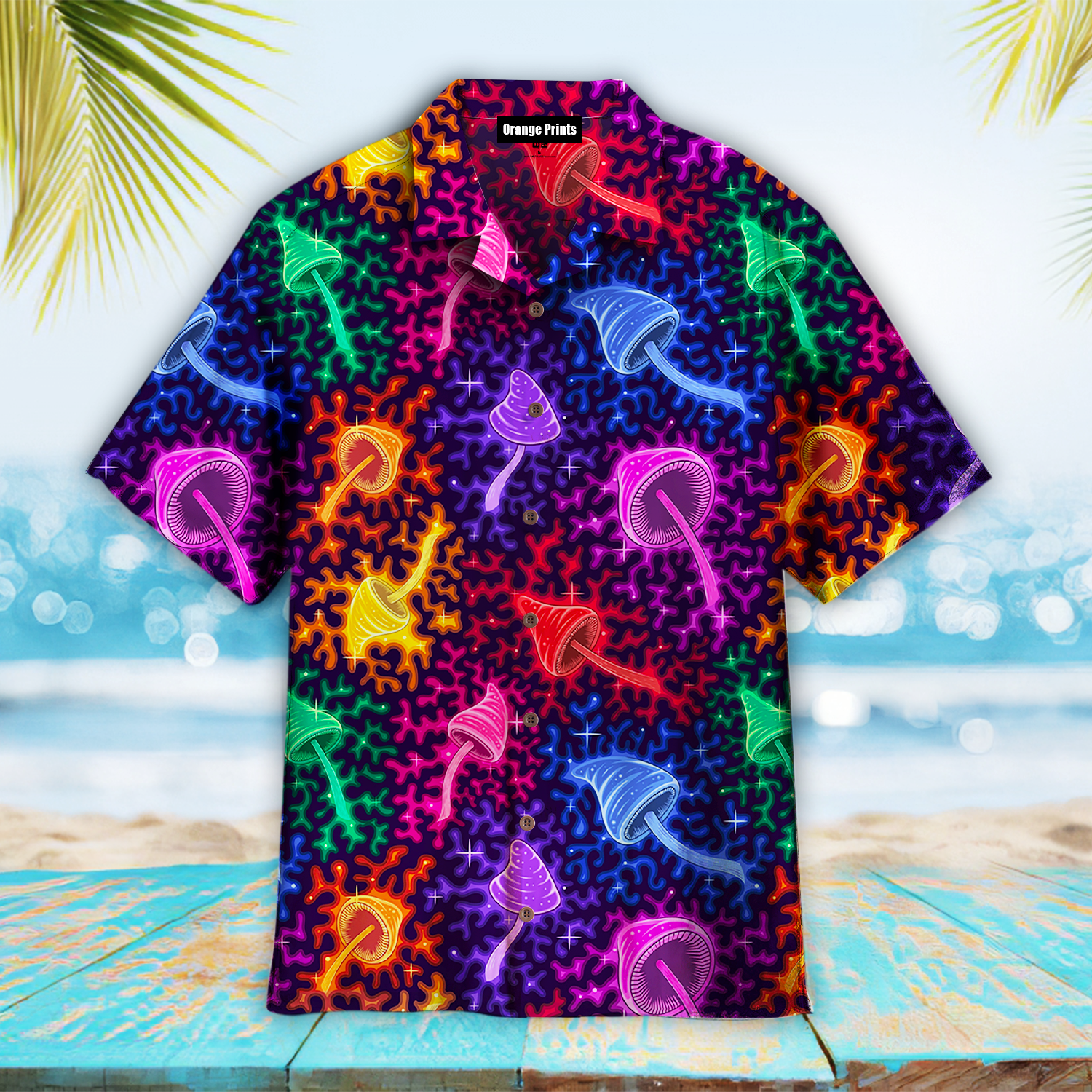 Neon Colorful Mushroom Hawaiian Shirt