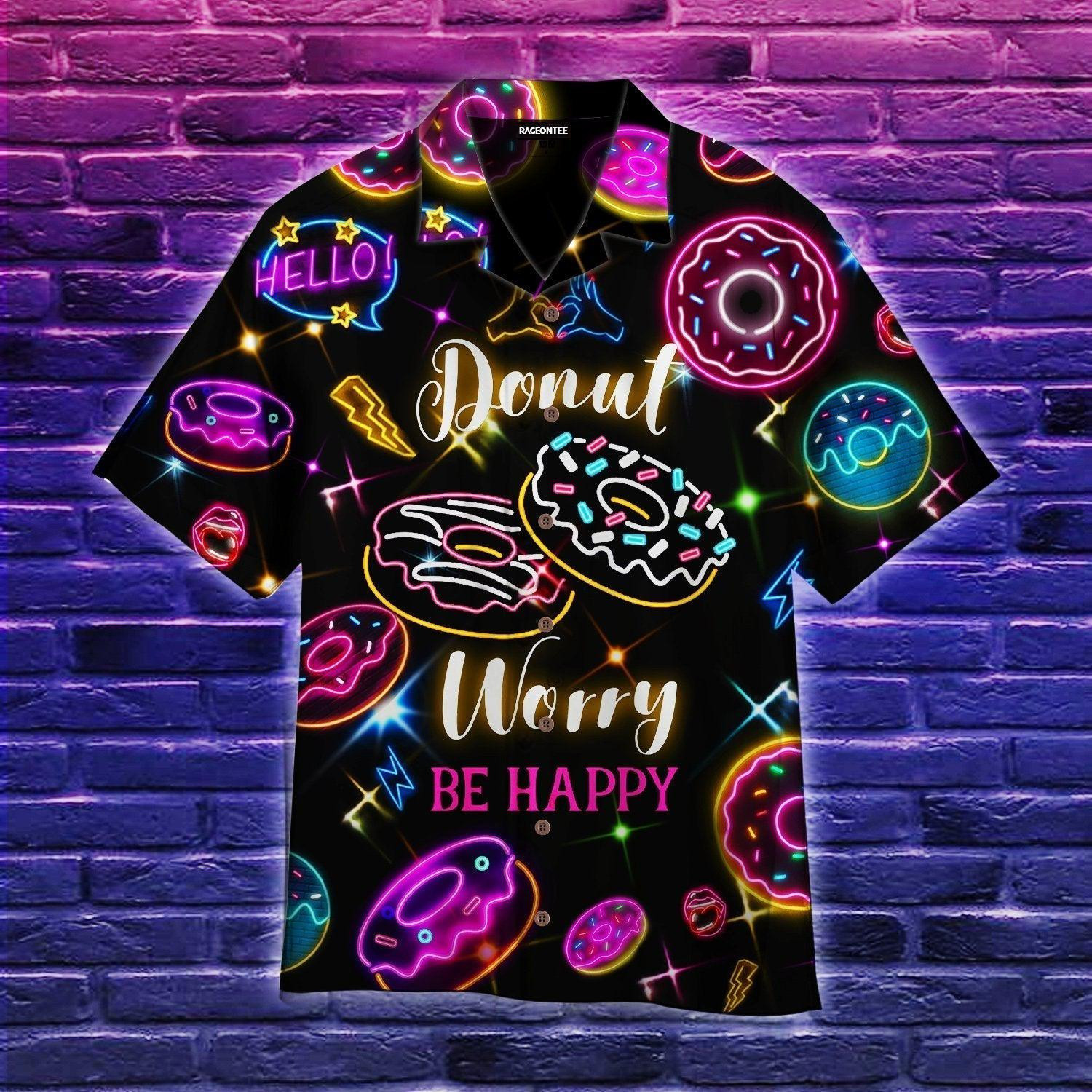 Neon Donut Rain Hawaiian Shirt