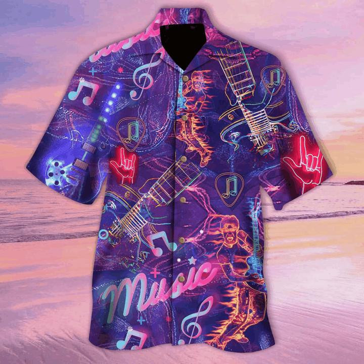 Neon Electric Guitar Hawaiian Shirt