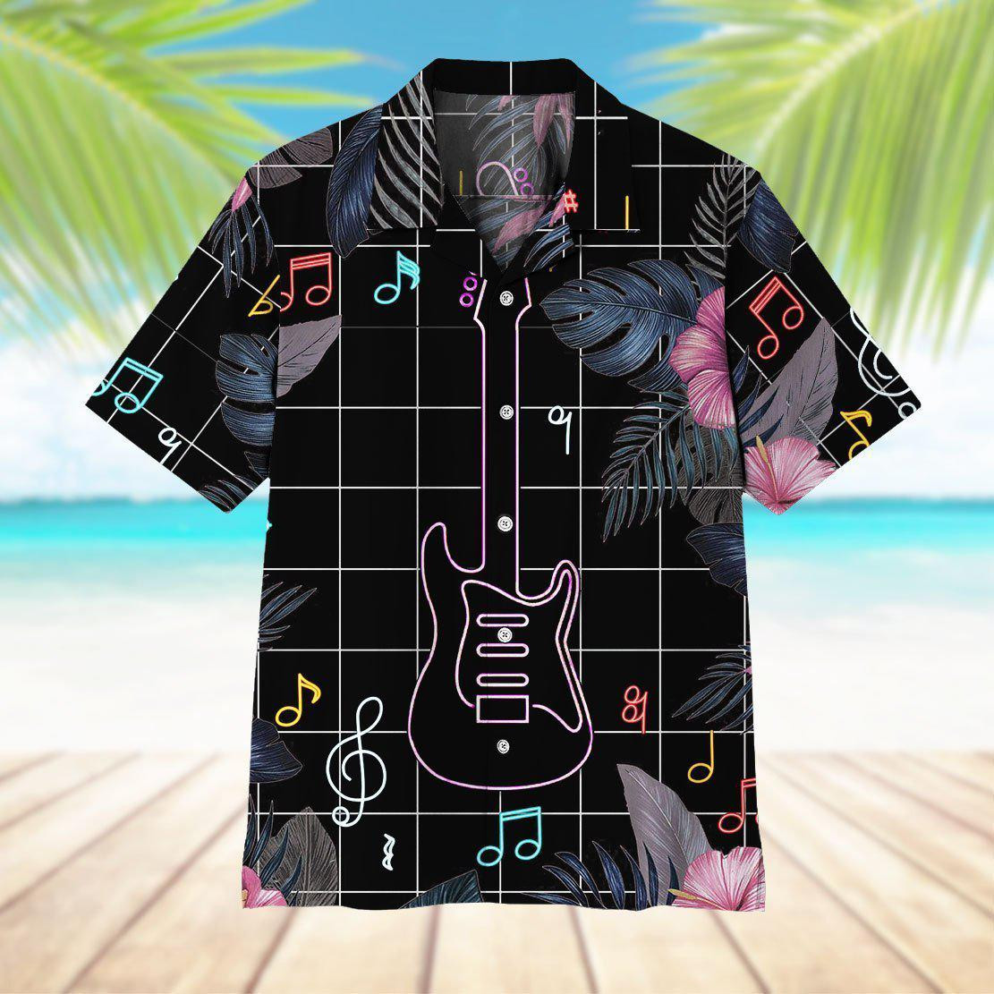 Neon Electric Guitar Hawaiian Shirt