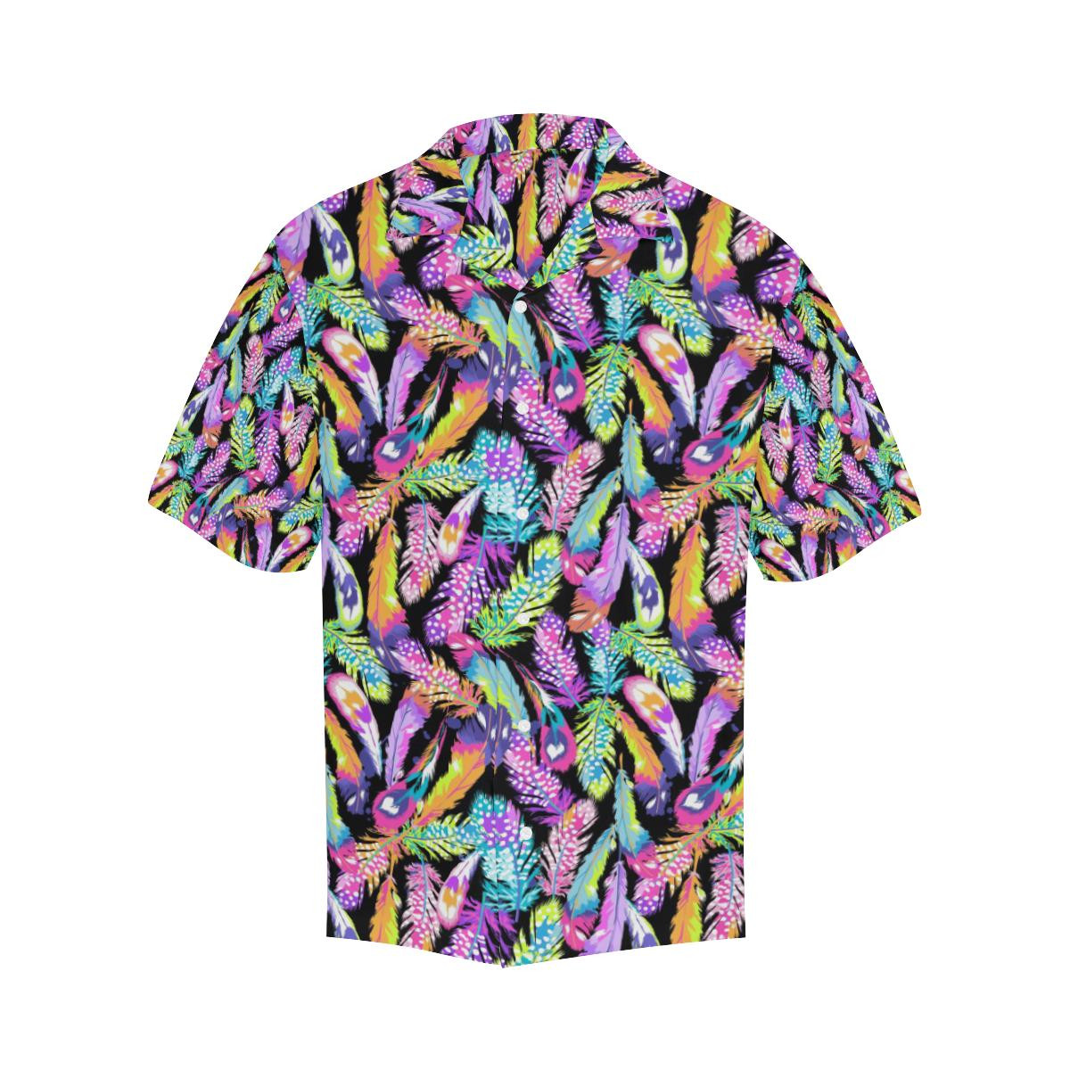 Neon Feather Pattern Hawaiian Shirt