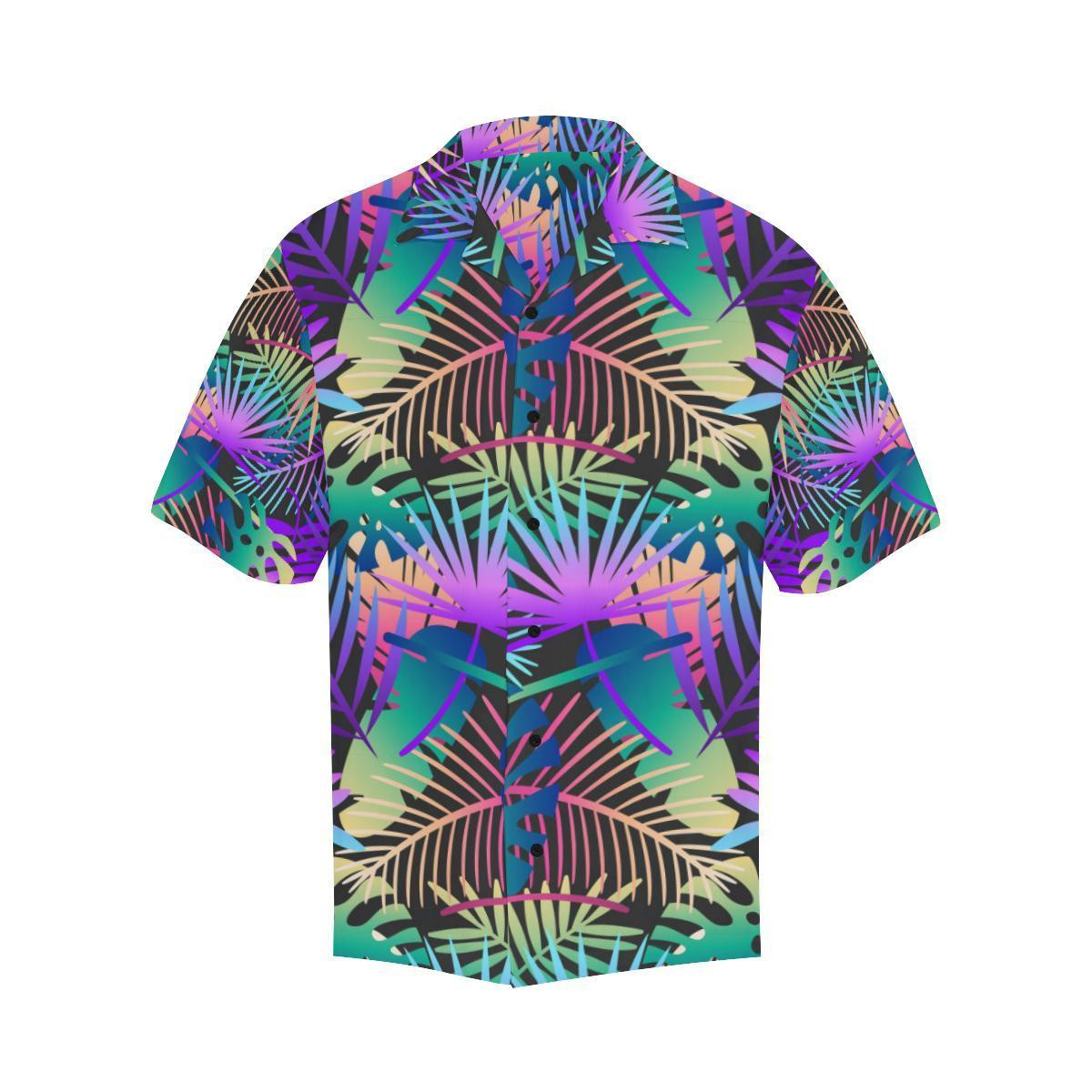 Neon Flower Tropical Palm Leaves Hawaiian Shirt