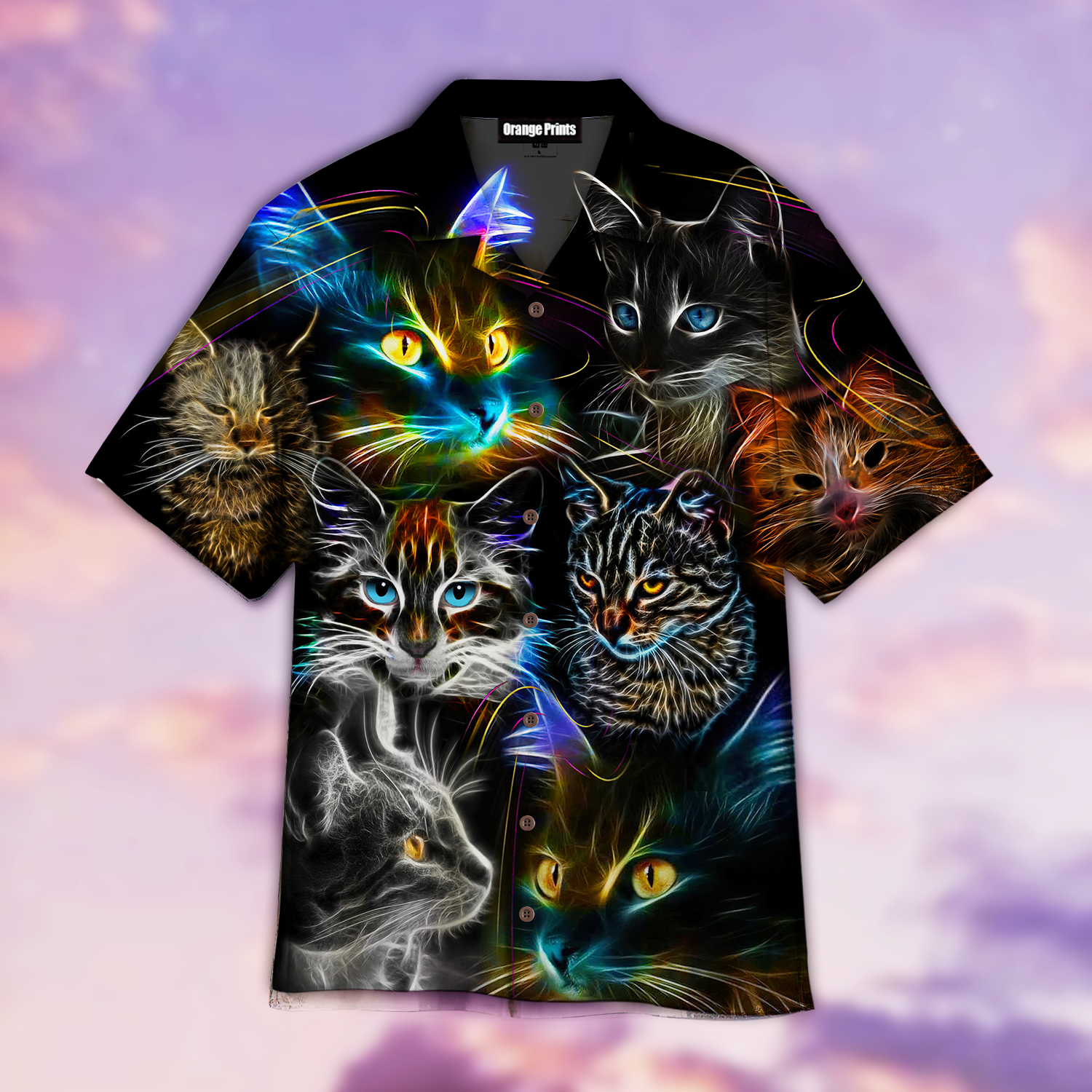 Neon Glowing Cat Hawaiian Shirt
