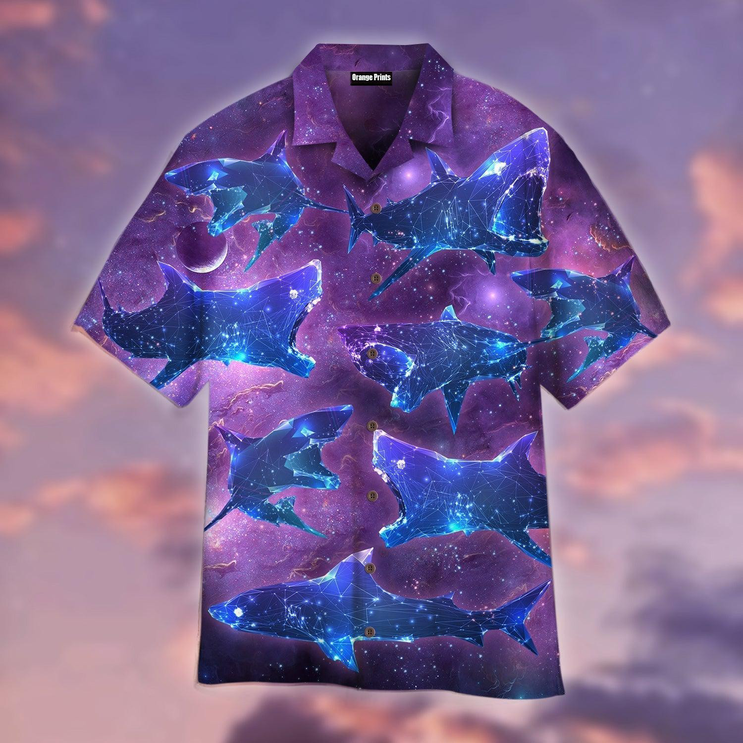 Neon Glowing Shark Hawaiian Shirt