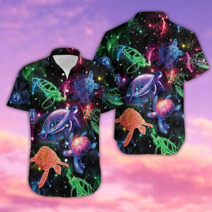 Neon Glowing Turtle Tropical Hawaiian Shirt